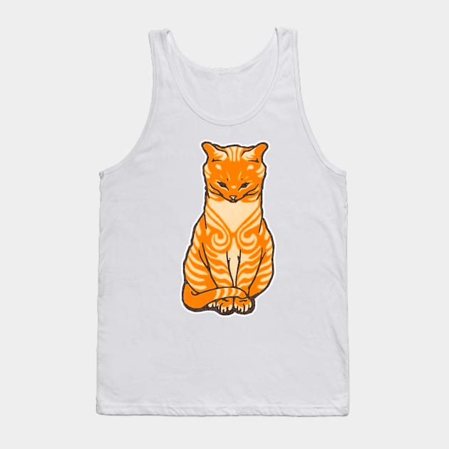 Mustard color kitten sitting art nouveau Tank Top by Marccelus